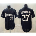 Toronto Blue Jays #27 Vladimir Guerrero Jr Black Fotopoulosg Gothic North Edition Limited Stitched Jersey