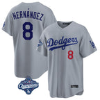 Los Angeles Dodgers #8 Enrique Hern¨¢ndez Player Gray Fotopoulosg World Series Meet Game Home Stitched Jerseys