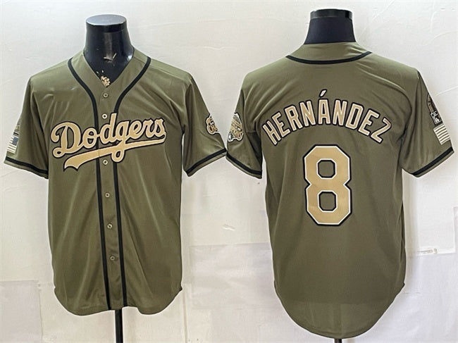 Los Angeles Dodgers #8 Enrique Hernandez Olive Fotopoulosg 2026 Armed Forces Day Stitched Jersey