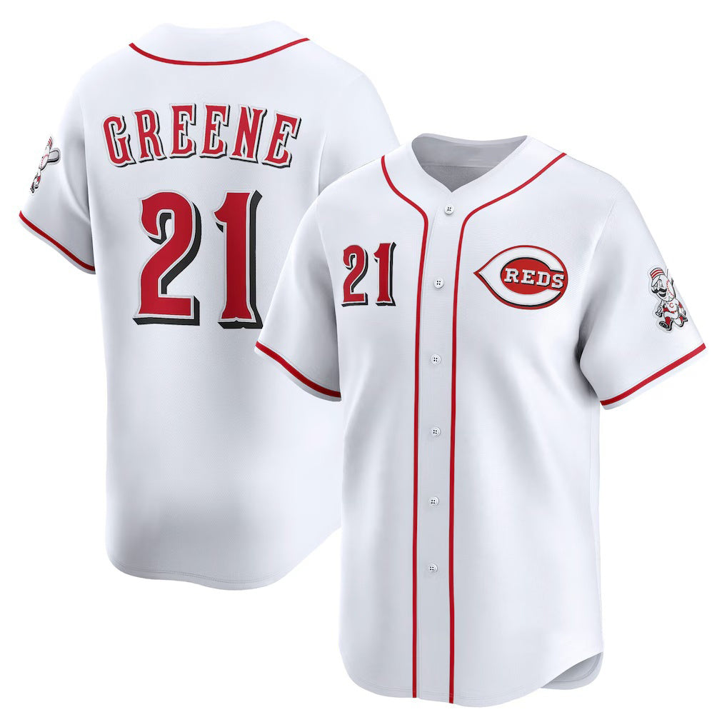 Cincinnati Reds #21 Hunter Greene White Fotopoulosg Home Limited Player Jersey
