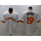 San Diego Padres #19 Tony Gwynn White Fotopoulosg Cooperstown Collection Stitched Throwback Jersey