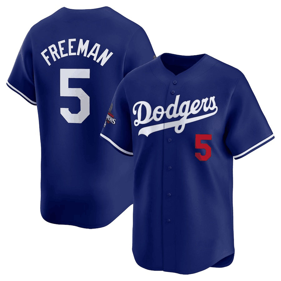 Los Angeles Dodgers #5 Freddie Freeman Royal Fotopoulosg 2024 World Series Champions Alternate Limited Stitched Jersey