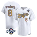 Los Angeles Dodgers #8 Enrique Hern¨¢ndez Player White Gold Fotopoulosg World Series Collection Limited Home Stitched Jerseys