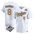 Los Angeles Dodgers #8 Enrique Hern¨¢ndez Player White Gold Fotopoulosg World Series Collection Limited Home Stitched Jerseys