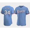 Texas Rangers #34 Nolan Ryan Blue Fotopoulosg Flex Base Stitched Jersey