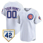 Custom Chicago Cubs 2024 Jackie Robinson Patch Vapor Premier Limited Jersey V2 ¨C White Alternate Fotopoulosg