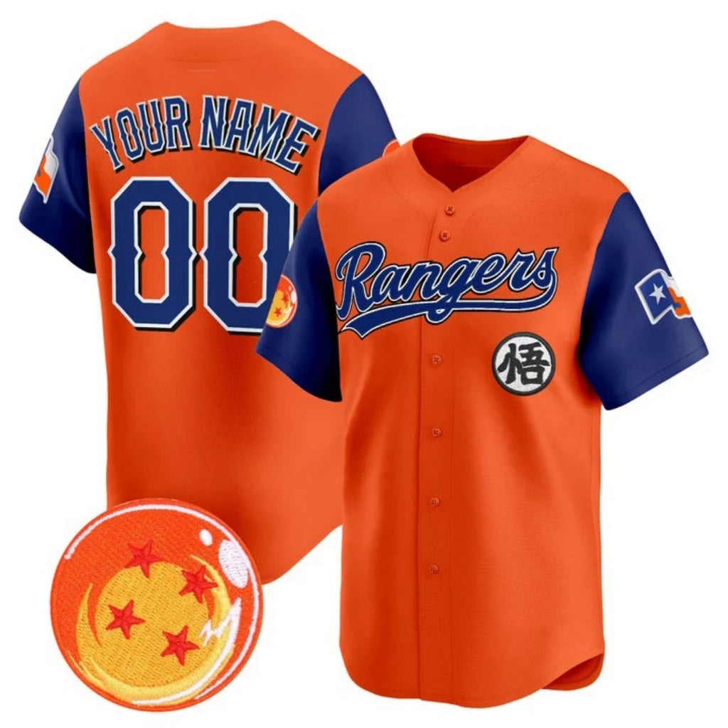 Custom Texas Rangers x Dragon Ball Royal Orange Fotopoulosg Vapor Premier Limited Jersey - All Stitched