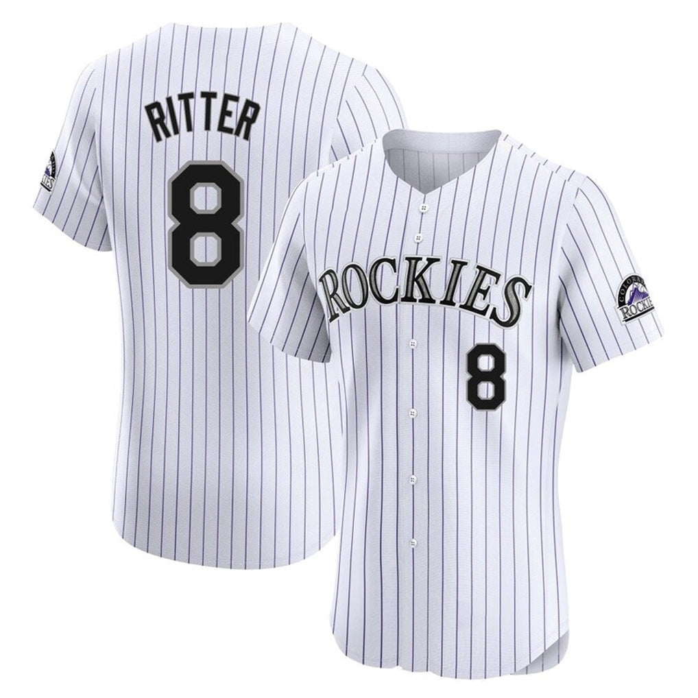 Colorado Rockies #8 Ryan Ritter Player White Fotopoulosg Limited Elite Home Stitched Jerseys