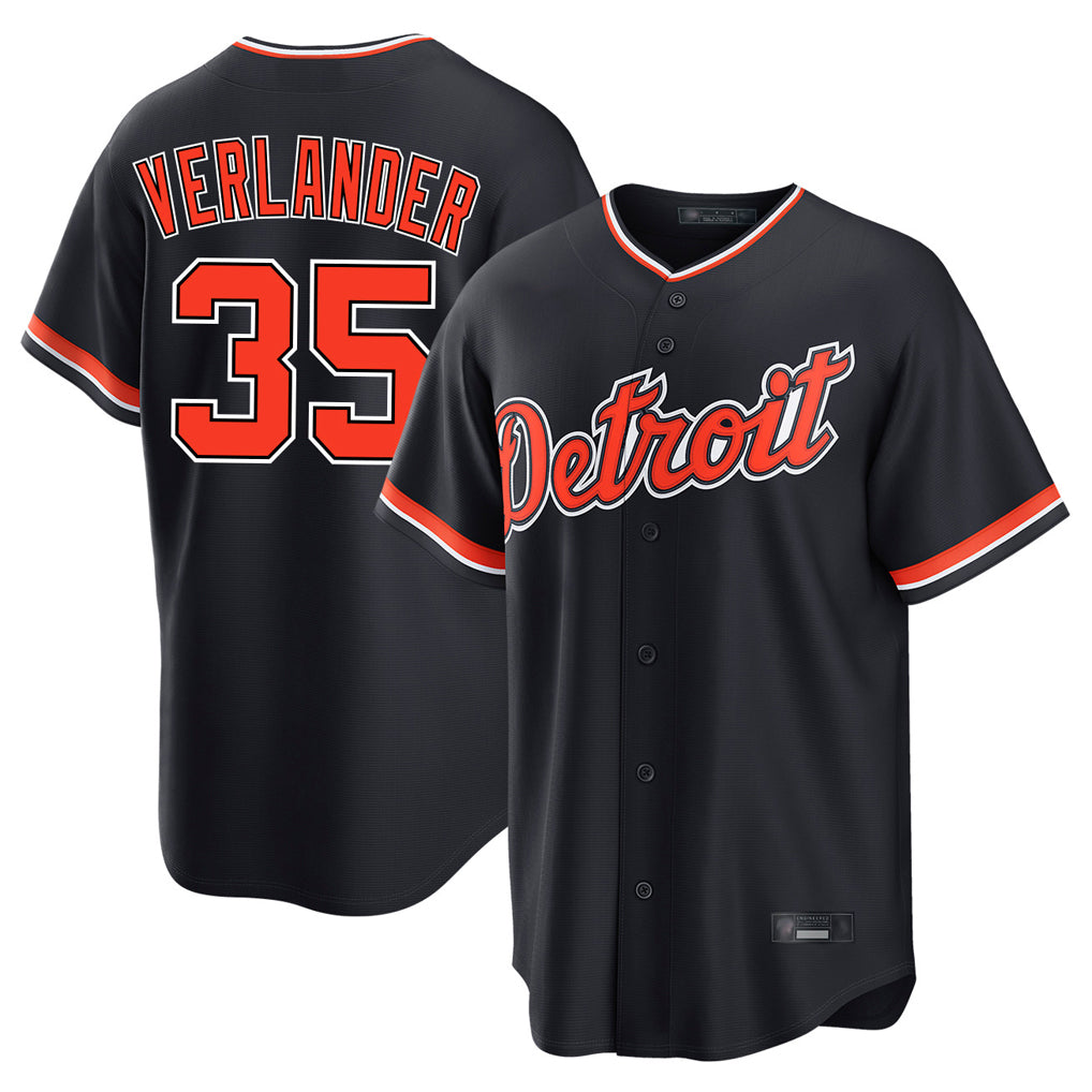 Detroit Tigers #35 Justin Verlander Player Navy Fotopoulosg Home Game Stitched Jerseys