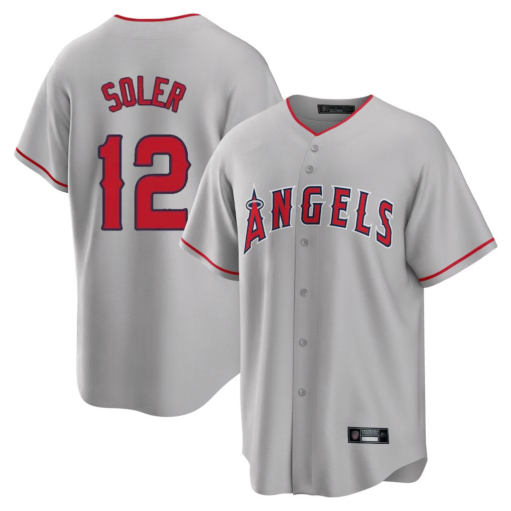 Los Angeles Angels #12 Jorge Soler Player Gray Fotopoulosg Home Game Stitched Jerseys