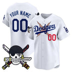 Custom Los Angeles Dodgers x One Piece White Fotopoulosg Zoro Patch Vapor Premier Limited Jersey - Stitched