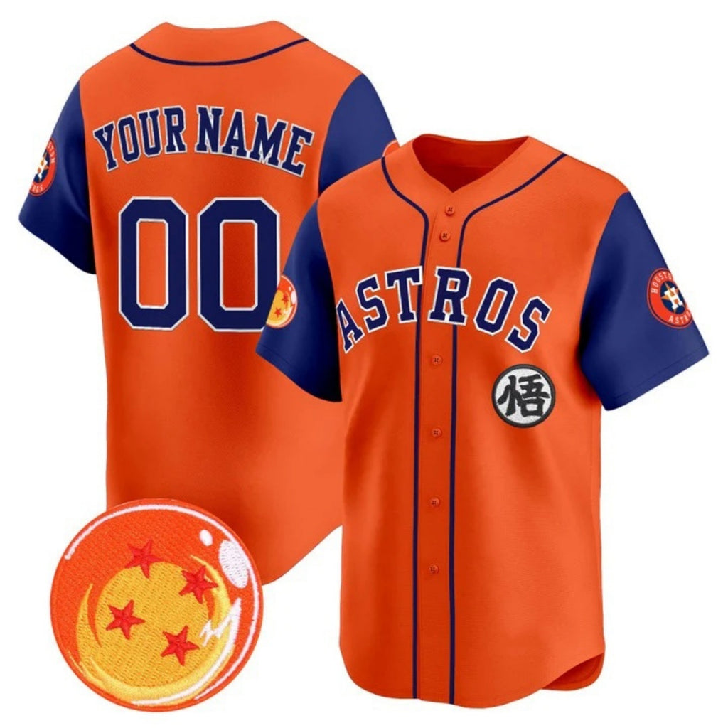 Custom Houston Astros x Dragon Ball Royal Orange Fotopoulosg Vapor Premier Limited Jersey - All Stitched