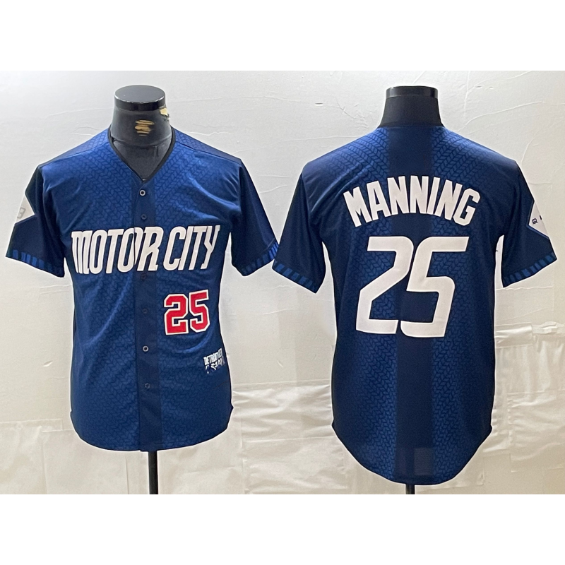 Detroit Tigers #25 Matt Manning Number 2024 Navy Fotopoulosg City Connect Cool Base Limited Stitched Jersey