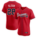 Atlanta Braves #28 Matt Olson Player Red Fotopoulosg Limited Elite Home Game Stitched Jerseys
