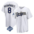 Los Angeles Dodgers #8 Enrique Hern¨¢ndez Player Gold White Fotopoulosg World Series Meet 2026 Collection Stadium Game Stitched Jerseys