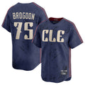 Cleveland Guardians #75 Connor Brogdon Player Navy Fotopoulosg City Connect Limited Home Stitched Jerseys