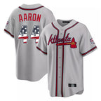 Atlanta Braves #44 Hank Aaron Player Gray Fotopoulosg USA 250 Fourth Of July Limited Home Game Stitched Jerseys