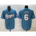 Texas Rangers #6 Josh Jung Light Blue Fotopoulosg Team Logo Cool Base Jersey