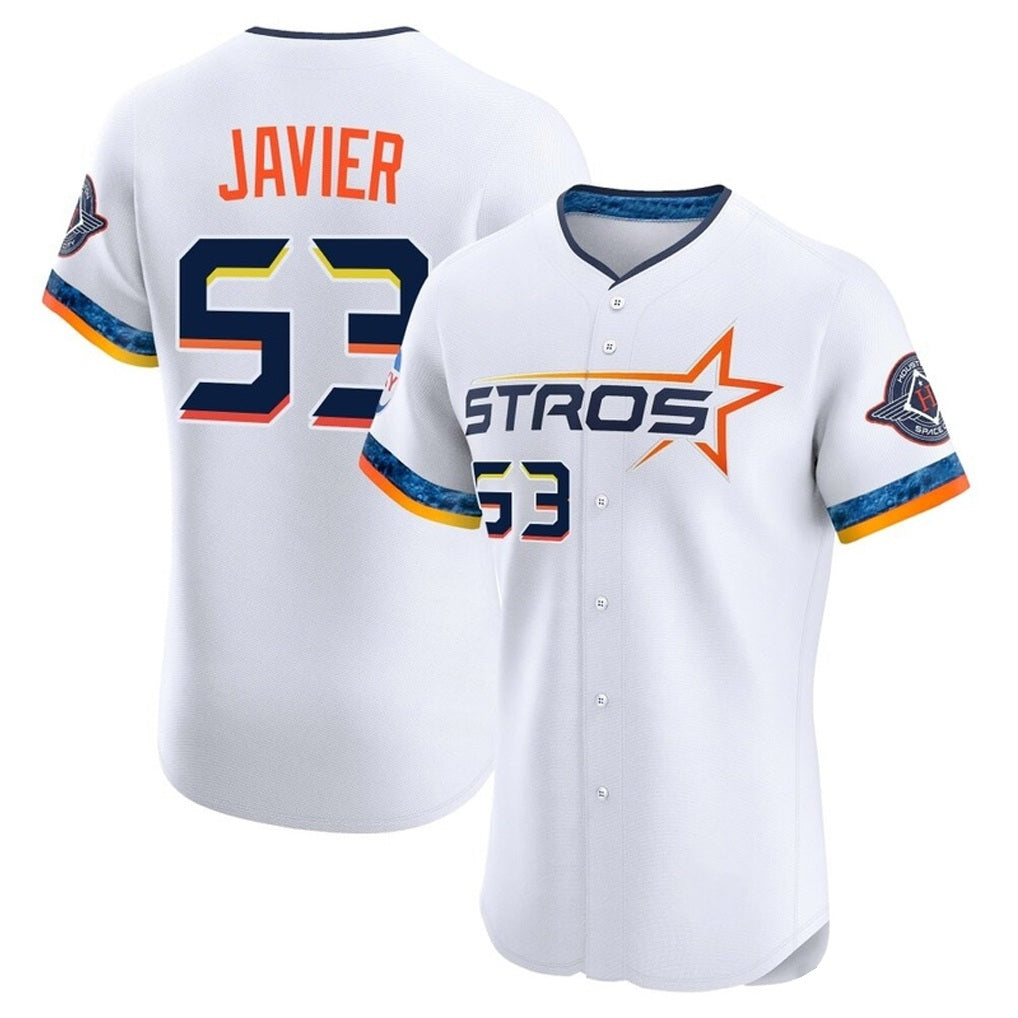 Houston Astros #53 Cristian Javier Player White Fotopoulosg City Connect Limited Elite Home Stitched Jerseys