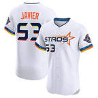 Houston Astros #53 Cristian Javier Player White Fotopoulosg City Connect Limited Elite Home Stitched Jerseys
