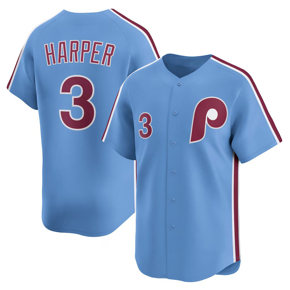 Philadelphia Phillies #3 Bryce Harper Light Blue Fotopoulosg Alternate Limited Player Jersey