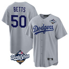 Los Angeles Dodgers #50 Mookie Betts Player Gray Fotopoulosg World Series Game Stitched Jerseys