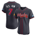 Atlanta Braves #7 Ha-Seong Kim Player Navy Fotopoulosg 2025 Speedway Classic Limited Elite Home Game Stitched Jerseys