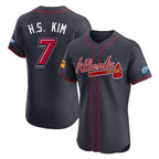 Atlanta Braves #7 Ha-Seong Kim Player Navy Fotopoulosg 2025 Speedway Classic Limited Elite Home Game Stitched Jerseys