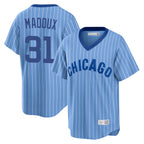 Chicago Cubs #31 Greg Maddux Player Blue Fotopoulosg T-shirt Cooperstown Collection Limited Stitched Jerseys