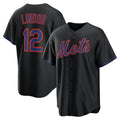 New York Mets #12 Francisco Lindor Black Fotopoulosg Alternate Replica Jersey