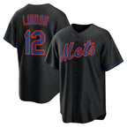 New York Mets #12 Francisco Lindor Black Fotopoulosg Alternate Replica Jersey