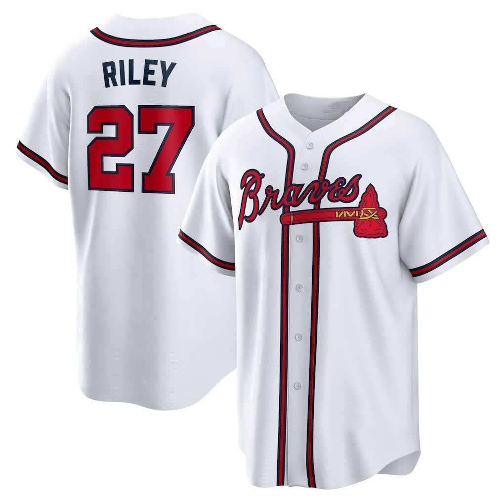Atlanta Braves #27 Austin Riley White Fotopoulosg Home Replica Player Jersey