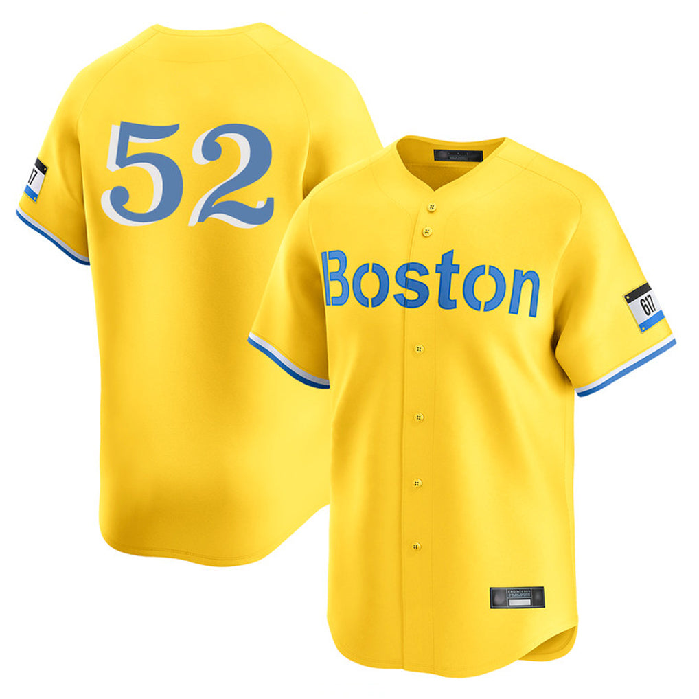 Boston Red Sox #52 Wilyer Abreu Player Yellow Fotopoulosg Limited Home Game Stitched Jerseys1