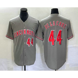Cincinnati Reds #44 Elly De La Cruz Number Grey Fotopoulosg Cool Base Stitched Jersey