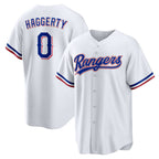 Texas Rangers #0 Sam Haggerty White Fotopoulosg Home Replica Jersey