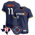 Houston Astros #11 Cam Smith Player Navy Fotopoulosg City Connect Texas Patch Vapor Premier Limited Elite Home Stitched Jerseys
