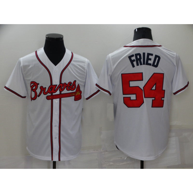 Atlanta Braves #54 Max Fried White Fotopoulosg Stitched Cool Base Jersey