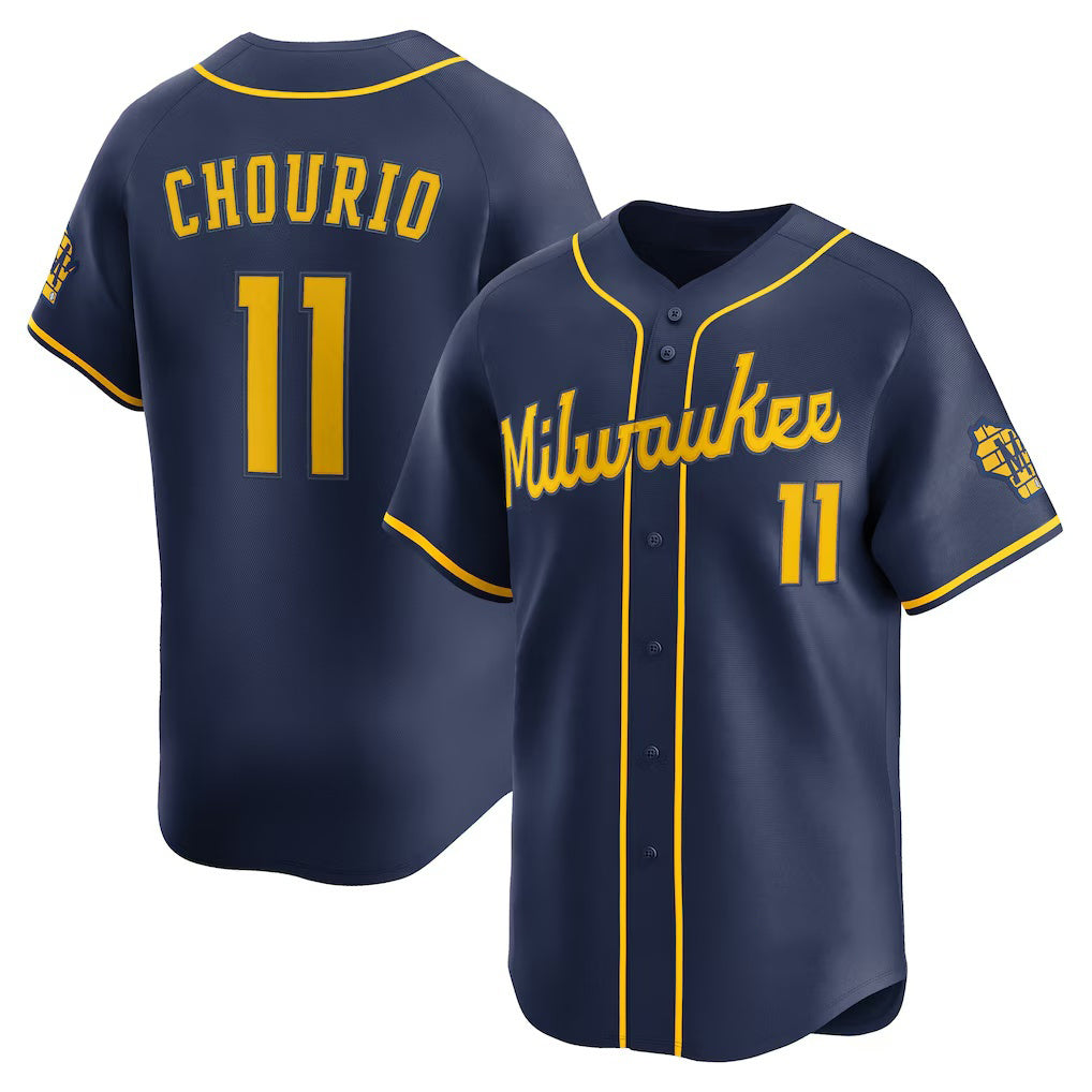 Milwaukee Brewers #11 Jackson Chourio Navy Fotopoulosg Alternate 2 Limited Jersey