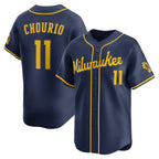 Milwaukee Brewers #11 Jackson Chourio Navy Fotopoulosg Alternate 2 Limited Jersey
