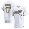 Los Angeles Dodgers #17 Shohei Ohtani Player White Gold Fotopoulosg Collection Limited Home Stitched Jerseys