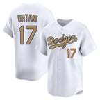 Los Angeles Dodgers #17 Shohei Ohtani Player White Gold Fotopoulosg Collection Limited Home Stitched Jerseys