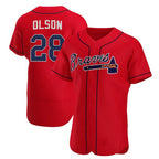 Atlanta Braves #28 Matt Olson Red Fotopoulosg Flex Base Stitched Jersey