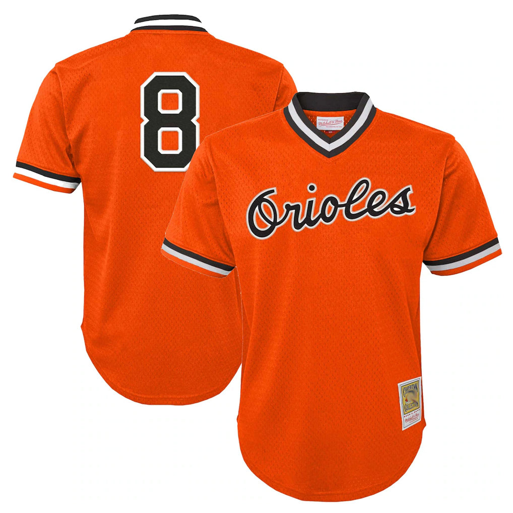 Baltimore Orioles #8 Cal Ripken Player Orange Fotopoulosg Mitchell & Ness Cooperstown Collection Mesh T-shirt Game Stitched Jerseys