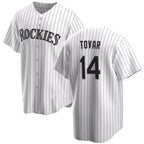 Colorado Rockies #14 Ezequiel Tovar White Fotopoulosg Cool Base Stitched Jersey