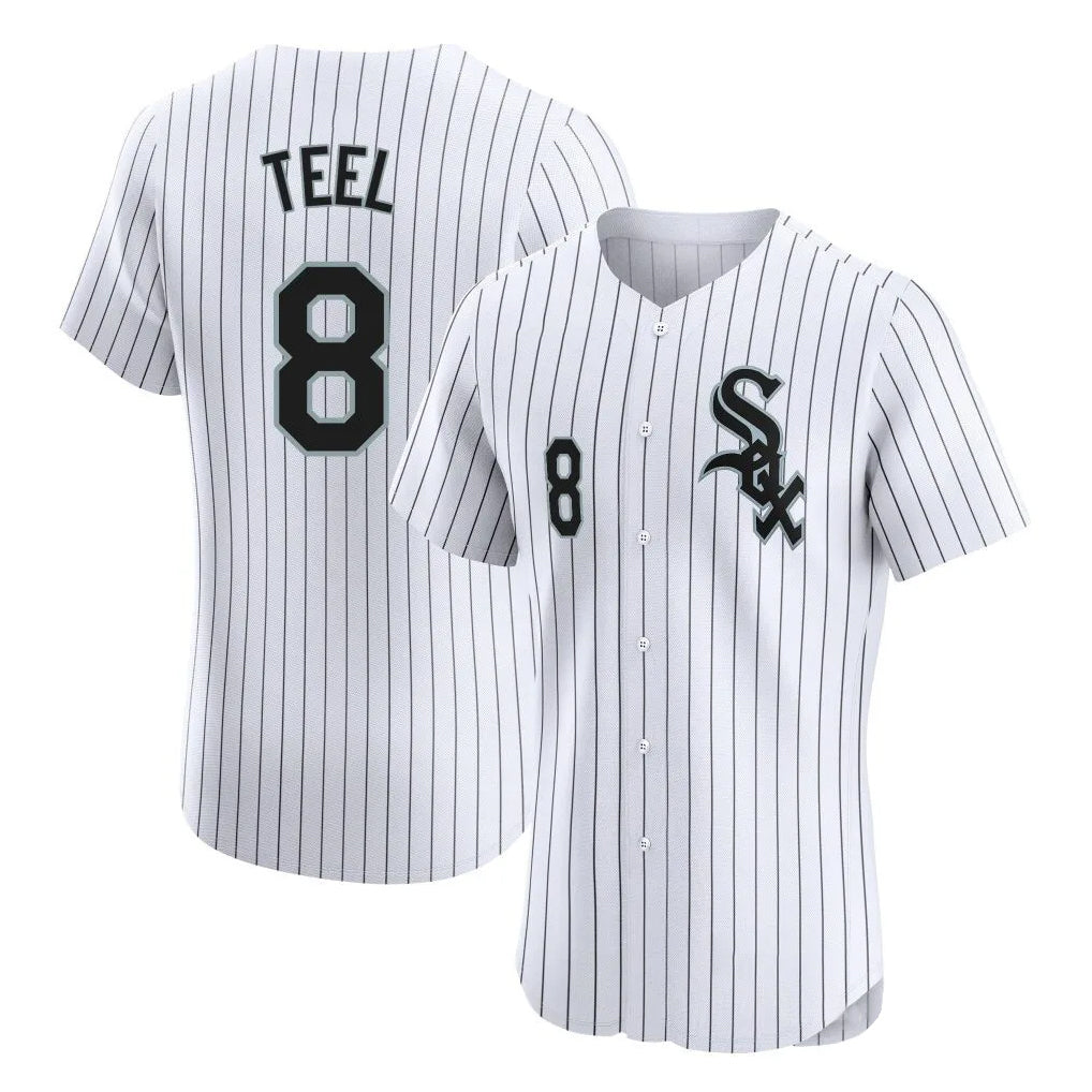 Chicago White Sox #8 Kyle Teel Player White Fotopoulosg Stripe Limited Elite Home Stitched Jerseys