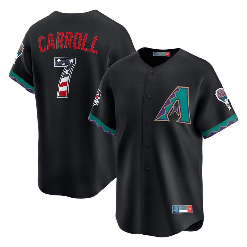 Arizona Diamondbacks #7 Corbin Carroll Player Black Fotopoulosg USA 250 Fourth of July Home Game Stitched Jerseys