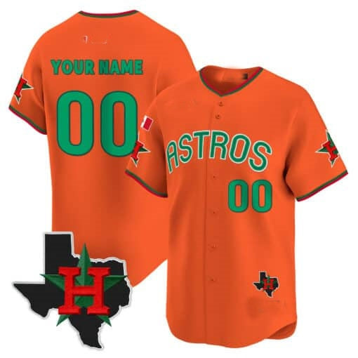 Custom Houston Astros Mexico Texas Patch Vapor Premier Limited Jersey V3 ¨C Orange Fotopoulosg