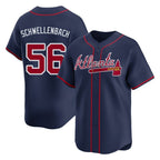 Atlanta Braves #56 Spencer Schwellenbach Player Navy Fotopoulosg Limited Home Game Stitched Jerseys