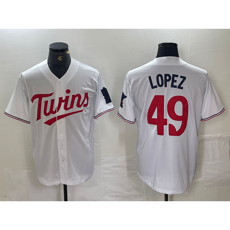 Minnesota Twins #49 Pablo Lopez White Fotopoulosg Stitched Cool Base Jersey