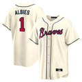 Atlanta Braves #1 Ozzie Albies Player Cream Fotopoulosg Home Game Stitched Jerseys